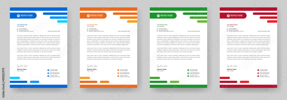 Corporate modern letterhead design bundle template with yellow, blue, green and black color. Letterhead design for your business company, Letterhead, Letter head, Vector illustration Corporate modern letterhead design bundle template with yellow, blue, green and black color. Letterhead design for your business company, Letterhead, Letter head, Vector illustration