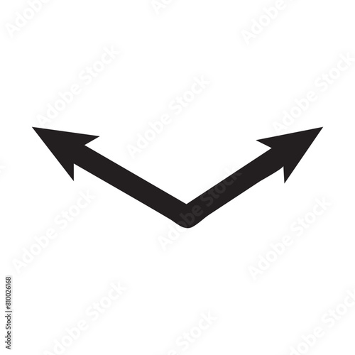 Black Dual sided arrow vector, icon. Semicircular curved thin, long double ended arrow vector. Vector illustration of duel side arrow.