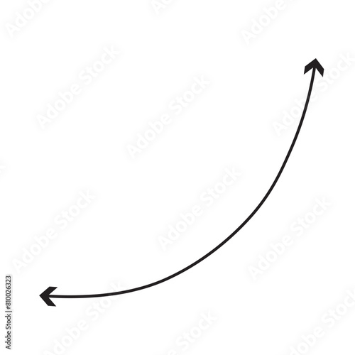 Dual semi circle arrow. Vector illustration. Semicircular curved thin long double ended arrow. Dual sided arrow Vector.