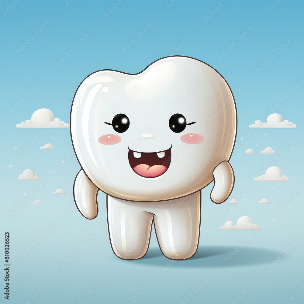 Cute and happy tooth mascot character for kids. Teeth whitening and oral hygiene concept. Illustration cartoon dental. Cute and happy tooth mascot character for kids. Teeth whitening and oral hygiene concept. Illustration cartoon dental.