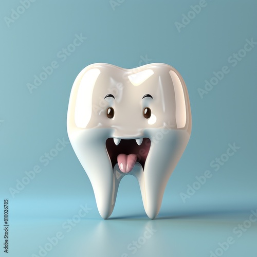 Cute Halloween, Tooth smile, healthy and bright mascot for kids. 3d render, Dental cartoon for advertising oral hygiene concept.
