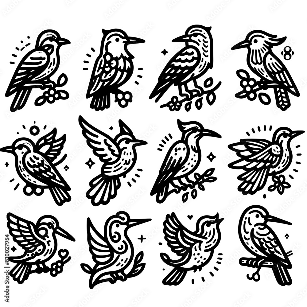 set icon Bird Outlines, Coloring SVG Clipart, Kid Party Coloring Activity Clipart Stamp, Eagle Hawk Woodpecker Hummingbird Bluejay, black and white.svg set icon Bird Outlines, Coloring SVG Clipart, Kid Party Coloring Activity Clipart Stamp, Eagle Hawk Woodpecker Hummingbird Bluejay, black and white.svg