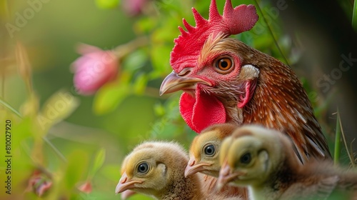 hen with chicks around generative ai