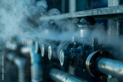 The process of transforming refrigerant vapor into liquid in a condenser unit photo
