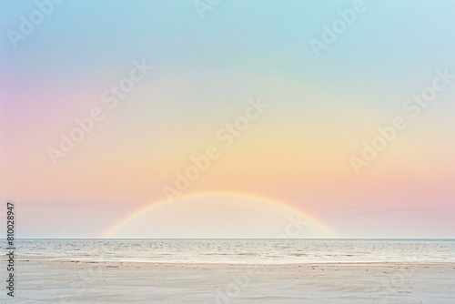 Rainbow over the sea in the morning  soft focus background