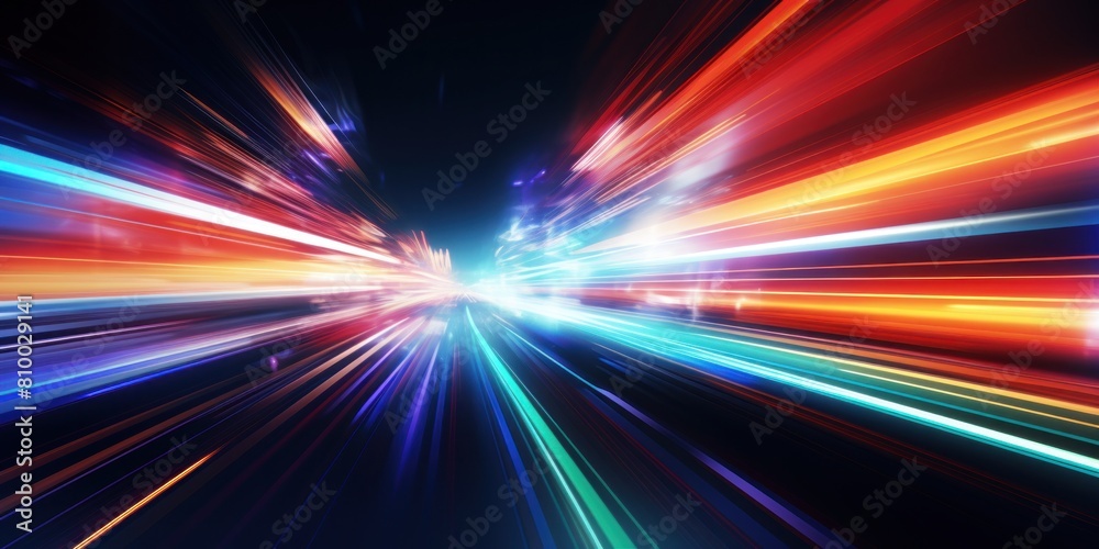 Abstract Background, Concept Of Speed And Motion With Bright Light Trails. Generative AI Abstract Background, Concept Of Speed And Motion With Bright Light Trails. Generative AI