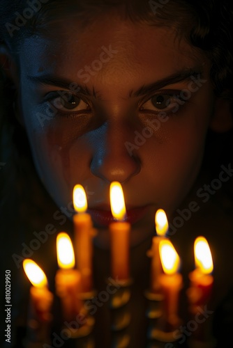 Wallpaper Mural Woman Examining Birthday Cake With Lit Candles Torontodigital.ca
