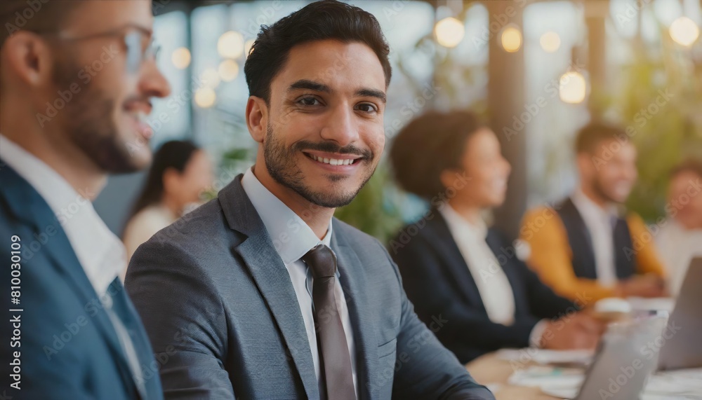 Smiling Businessman Leading Office Meeting Smiling Businessman Leading Office Meeting