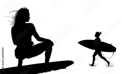 surfistas, contraluz, vector, tabla, surf, mar, atardecer, mujer surfista, silueta, tablista, ilustracion, arte surf, rosa, surfista en la playa, chica surf, mujer