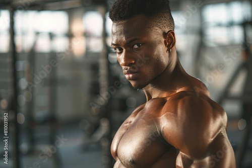 Fit Man Holding Barbell in Gym