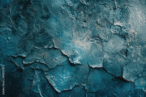 A blue painted wall with peeling paint. Suitable for background or texture use