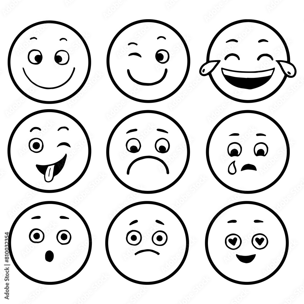 Emoticon set sketch engraving PNG illustration Emoticon set sketch engraving PNG illustration