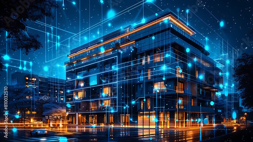 Smart hotel management dashboard, modern hotel in a metropolis with Generative AI.