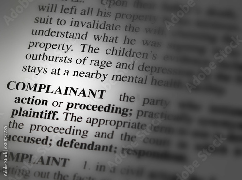 close up photo of the word complainant photo