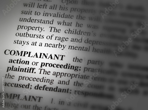 close up photo of the word complainant