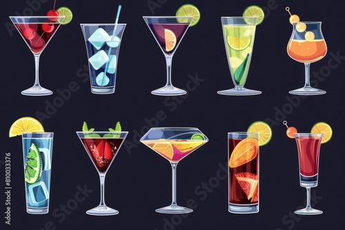 Assorted cocktails for any occasion. Perfect for bar menus or party invitations.