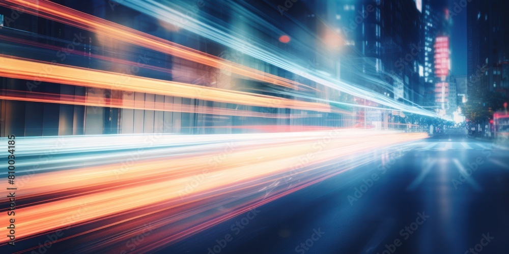 City Street Life In Motion. Urban Light Speed. Vibrant Street Light Trails, Long Exposure. Generative AI City Street Life In Motion. Urban Light Speed. Vibrant Street Light Trails, Long Exposure. Generative AI