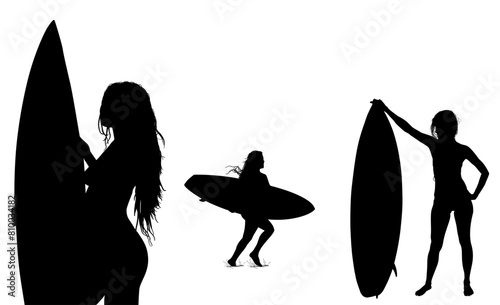 surfistas, contraluz, vector, tabla, surf, mar, atardecer, mujer surfista, silueta, tablista, ilustracion, arte surf, rosa, surfista en la playa, chica surf, mujer