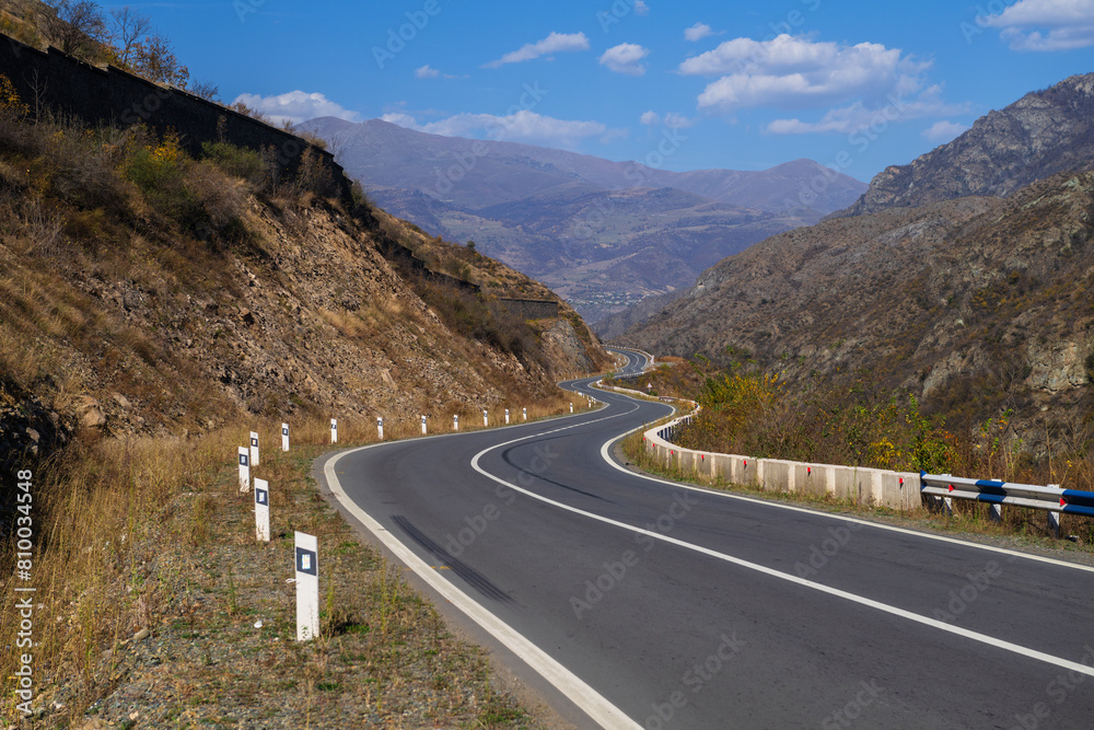 Great landscape with serpentine road and rocky mountains, Armenia