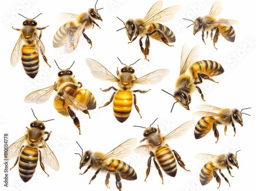 bee set isolated on white background