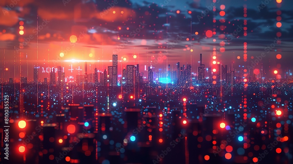 Fototapeta premium abstract technology communication nodes and neon light accents