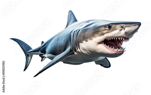 Commanding Tiger Shark Pose Isolated On Transparent Background PNG.