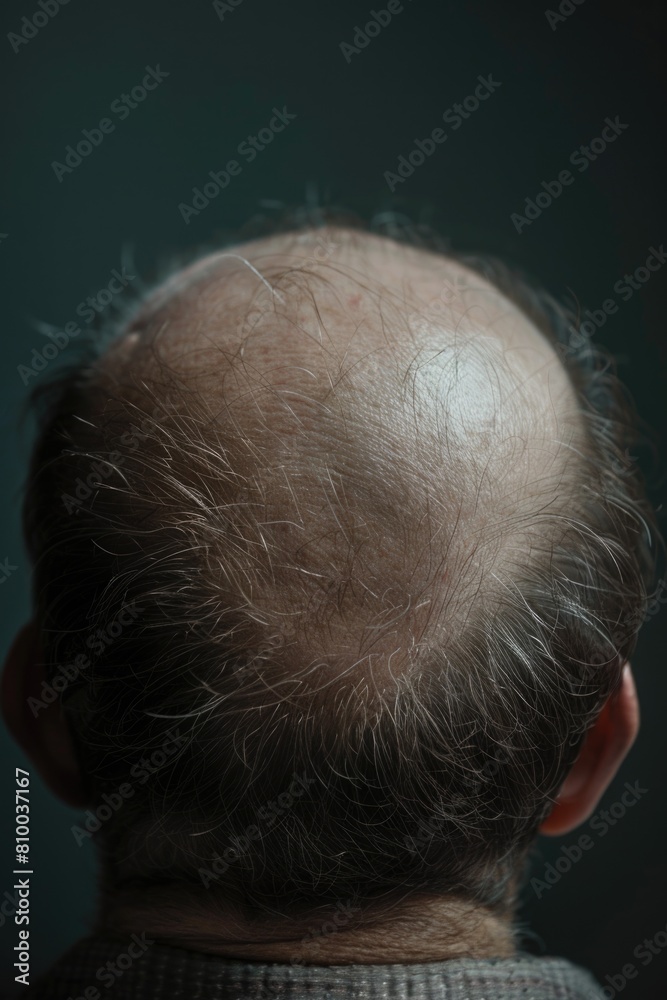 A close up image of a person with a bald head. Suitable for medical or beauty concepts A close up image of a person with a bald head. Suitable for medical or beauty concepts