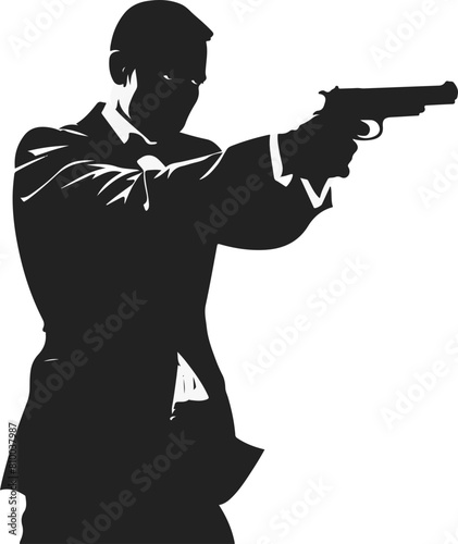 Man with Gun Silhouette for Mystery and Crime Story Concepts