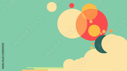 Abstract Geometric Art with Circles and Clouds