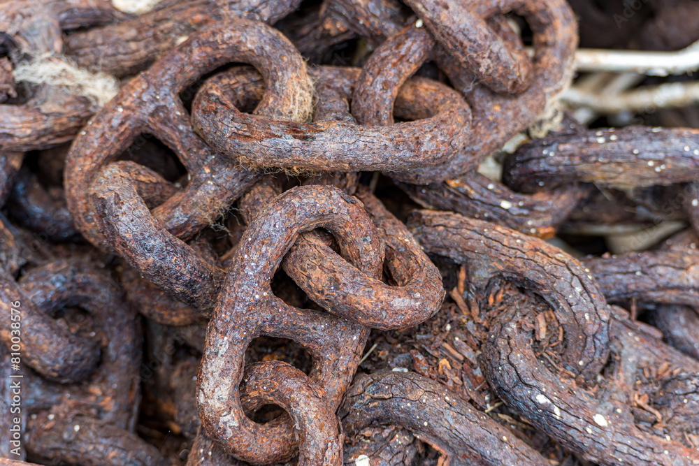 Old rusty chain in Mevagissey Cornwall Old rusty chain in Mevagissey Cornwall