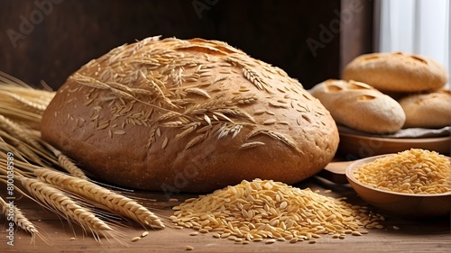 Bread-making history: freshly harvested wheat and grains