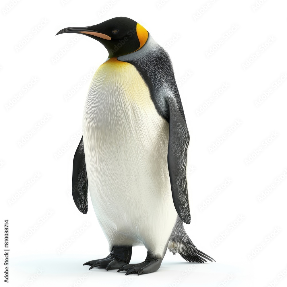 Fototapeta premium Emperor Penguin Sliding. 3D Illustration of Isolated Penguin on White Background. Antarctic Bird