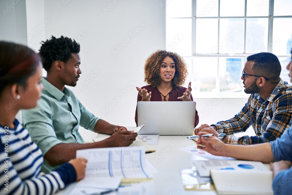 © peopleimages.com - Business, people and laptop in meeting for discussion, collaboration and research, planning and ideas for creative project. Team, web design and support, trust and goal for growth of company