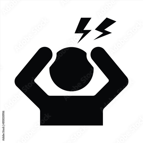 Silhouette of a Person Representing Stress with a Headache Graphic Icon