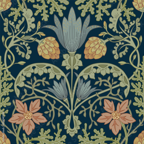 Ornamental color pattern. Seamless floral background. Modern style.