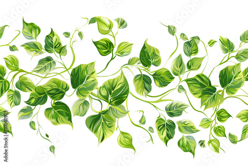 Vine Borders, Curving vines with leaves, Seamless pattern illustration 