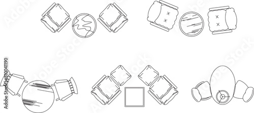Vector sketch, detailed illustration of the design for setting a dining table in a cafe, restaurant
