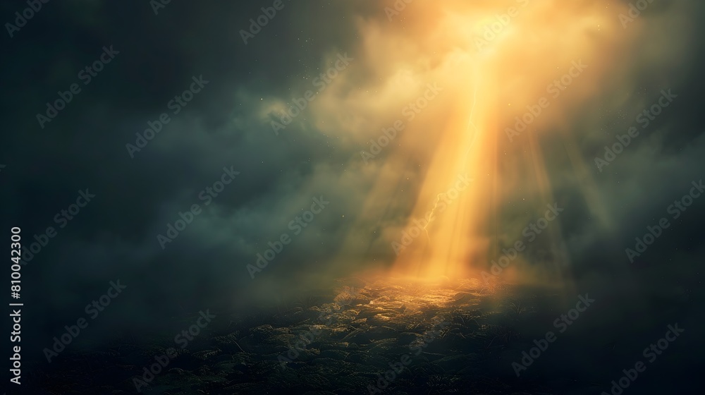Radiant Beacon of Light Piercing Through Darkness,Symbolizing Hope and