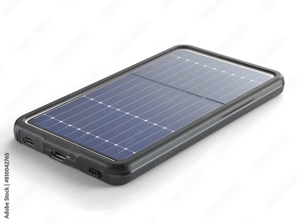 Sleek and Portable Solar Charger for Mobile Devices on a Clean White Background