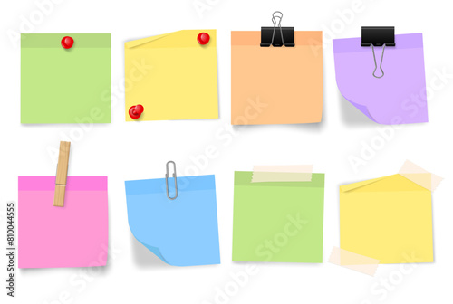 post it types tape clip binder clothespin types realistic colored