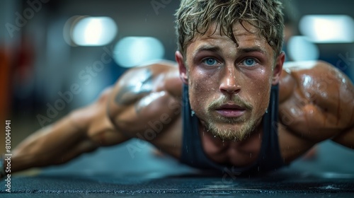 Intense workout - focused athlete during gym training