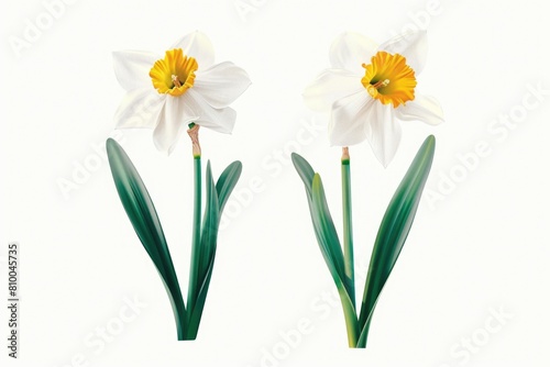 Two elegant flowers on a clean white background. Perfect for floral design projects © Fotograf