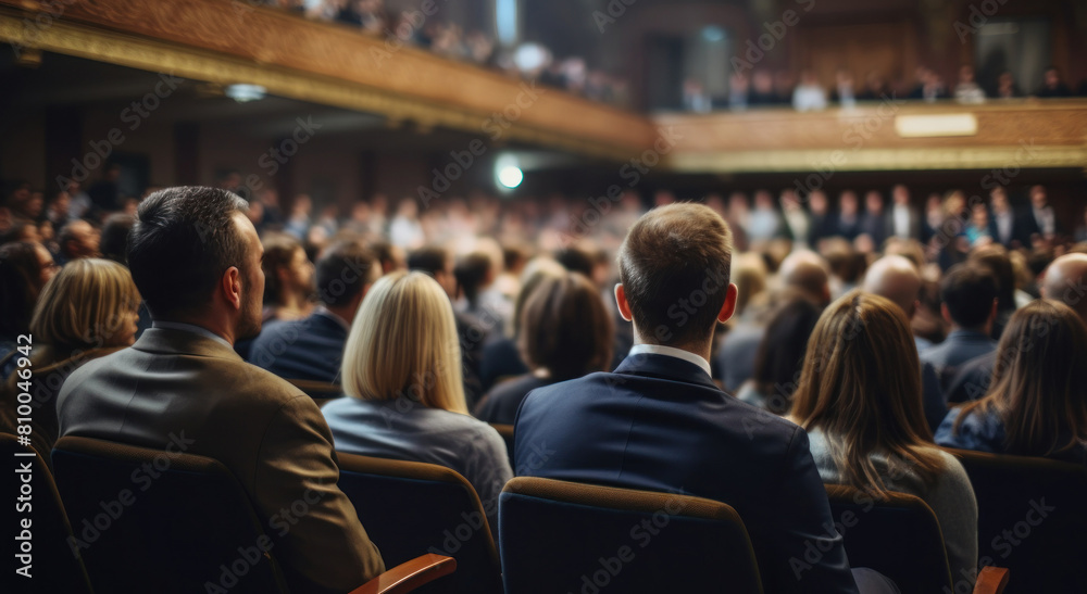 Back View Of Business People Attending Professional Seminar. Educational Conference. Generative AI Back View Of Business People Attending Professional Seminar. Educational Conference. Generative AI