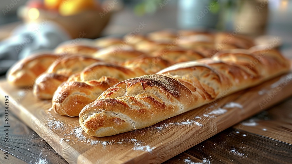 A platter of croissants and oranges on a cutting board A platter of croissants and oranges on a cutting board