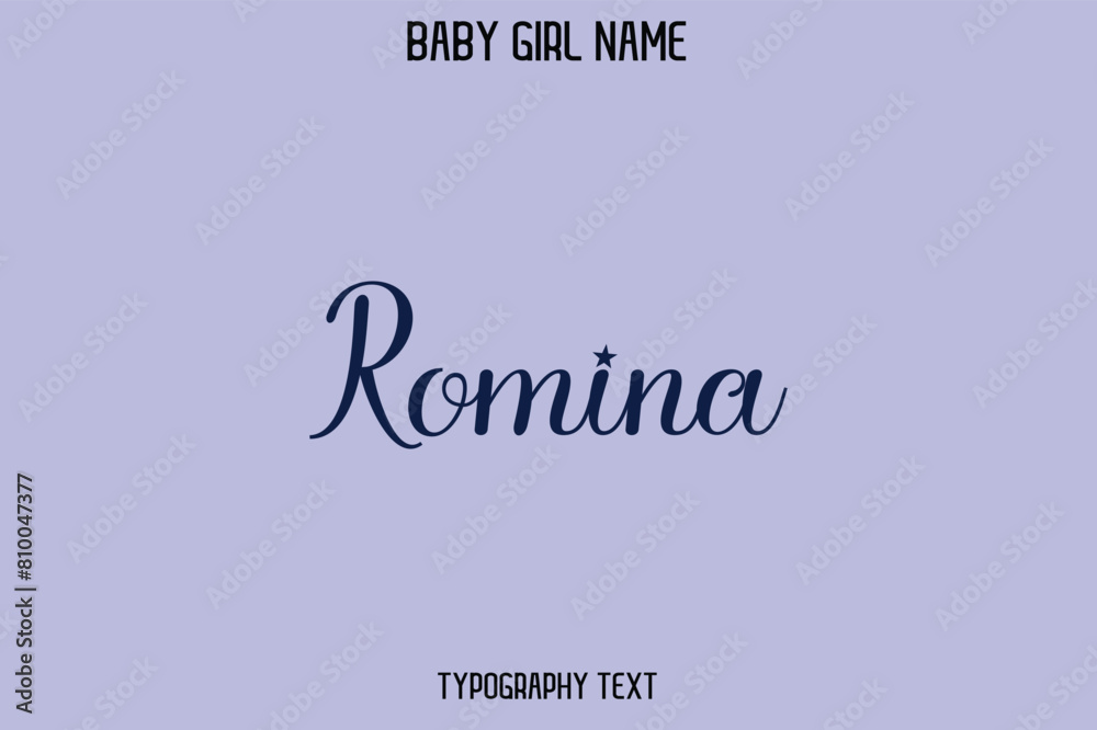 Romina Woman's Name Cursive Hand Drawn Lettering Vector Typography Text Romina Woman's Name Cursive Hand Drawn Lettering Vector Typography Text