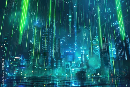 Wallpaper Mural A modern cityscape illuminated by vibrant neon lights. Perfect for urban and technology concepts Torontodigital.ca