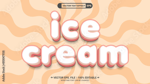 Clean soft ice cream 3d editable vector text style effect