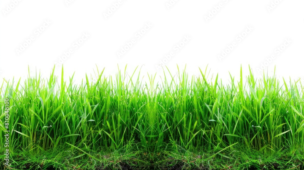 Fototapeta premium Verdant Symphony: Green Grass Dancing Against a White Backdrop