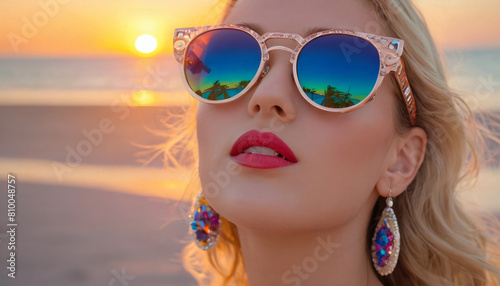 girl sunglasses, summer, the beach