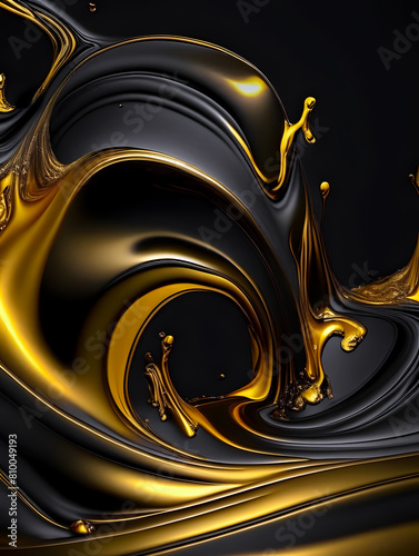 Swirling golden and black abstract art, Mesmerizing background